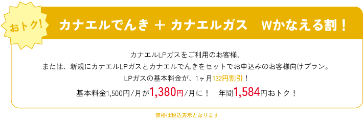 カナエルでんき＋カナエルガス Ｗかなえる割！